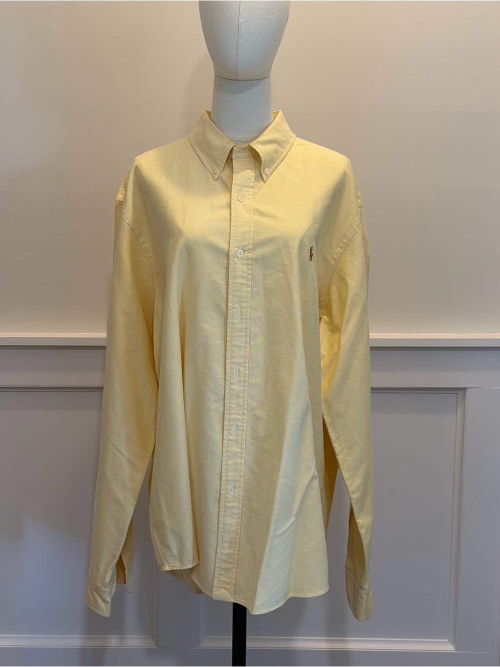 Polo Ralph Lauren Mens XXL Classic Fit Oxford Shirt Pale Yellow Pony Button Down
